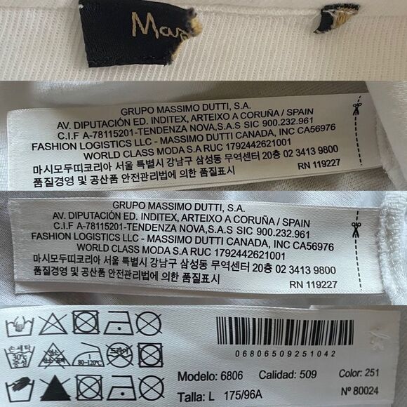 MASSIMO DUTTI White Cotton Popover Long Sleeve Blouse L - Picture 8 of 8